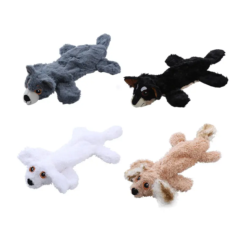 Üretici hiçbir doldurulmuş köpek oyuncak seti hayvan şekli peluş Pet oyuncaklar Squeak köpek oyuncaklar