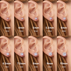 Orecchini a Lobo in Argento Sterling 925 Placcato <span class=keywords><strong>Oro</strong></span> Bianco 14K con Moissanite da 0,2ct-8ct, Diamante VVS GRA, Ipoallergenici per Uomo e Donna - Product Image 5