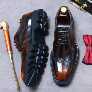 Chaussures en cuir gaufré de créateur pour hommes, chaussures habillées en cuir de vachette de qualité supérieure, à semelle épaisse, brillantes et respirantes, type Oxford - Product Image 5