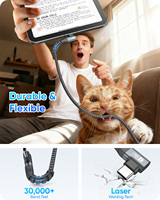 Cable de Carga Rápida SUNGUY de 90 Grados y 18W, Cable USB de Nylon para Datos y Energía para Teléfono Móvil y Laptop