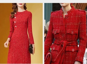 Rotes Polyester-Metallic-Garn Gewebter Tweed-Stoff für Mäntel, Taschen, Schuhe, Hüte, Hosen und Röcke - Product Image 5