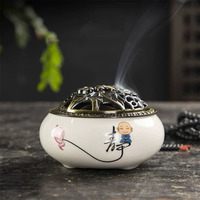 Brûleur d'encens en céramique moderne et simple, grand modèle classique en bois de santal, four à craquelure de glace transformé en décoration d'intérieur