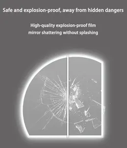 Lichte Spiegel Voor Moderne Kunst Make-Up Decoratie Explosieveilige Halve Maan Frameloze Led-Lange Spiegel