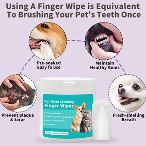 Doigtiers de nettoyage dentaire pour animaux de compagnie, lingettes jetables, brosse à dents à doigt, élimination du tartre, marque privée OEM, soin des gencives, antibactérien - Product Image 2