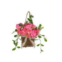 Guirlande de roses artificielles de style nouveau pour décoration transfrontalière, à suspendre à la porte ou dans un panier, vente en gros