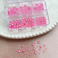 6 Grilles de Perles Sirène Aurore à Effet Bulle pour Ongles, Tailles Mixtes 2-5mm, Perles Plates Demi-Rondes Couleurs Bonbon, Décorations d'Ongles