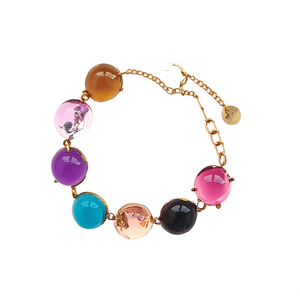 Fashion <b>Beaded</b> Ball Shape <b>Bracelet</b> 316L Stainless Steel PVD <b>Gold</b> Plating Agate Trendy Women's Jewelry Gift - Product Image 2