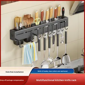 رف متعدد الوظائف للعيدان/الملاعق مثبت على الحائط من الفولاذ الكربوني، تخزين مطبخي عصري ومستدام، بيع مباشر من المصنع - Product Image 5