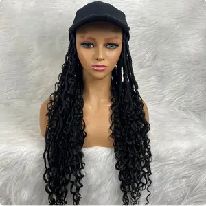 New Arrival 26 inches Synthetic Braided Wigs Hat Wig Baseball with Braided Wigs For Afro Black Women Adjustable For Girls