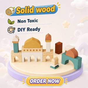 Set di Blocchi di Costruzione in <span class=keywords><strong>Legno</strong></span> Stile Nordico per Moschea, Architettura Islamica con Minareto e Luna Crescente, Regalo per Ramadan ed Eid, Gioco Educativo <span class=keywords><strong>Montessori</strong></span> - Product Image 1