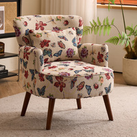 Chaise simple rétro de style américain Utilisation domestique Petits appartements Balcon Salon Chambre à coucher Nordic Simple Leisure Floral Fabric