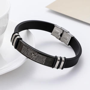 패션 종교 연합 기독교 성경 구절 크로스 성경 스테인레스 스틸 정품 실리콘 팔찌 - Product Image 2