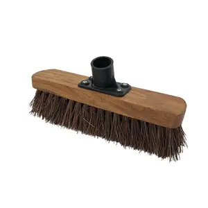 Factory supply hardwood block durable natural fiber brush floor Palmyra Bristle Push Broom for heavy sweeping