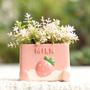Maceta de Resina con Diseño de Fresa y Limón Kawaii ROOGO, Maceta Creativa con Temática de Frutas para Decoración de <span class=keywords><strong>Hogar</strong></span>, Oficina y Escritorio, Regalo - Product Image 2