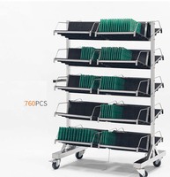 Chariot de retournement de circuits imprimés en acier inoxydable, personnalisable, avec panneau à fentes de 350 mm, antistatique, chariot à roulettes personnalisable à charge lourde pour l'électronique
