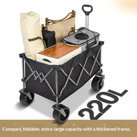 Chariot de camping pliable en métal avec roues tout-terrain, grande capacité, design robuste