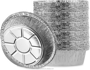7/8/9inch Round Aluminum Foil Pans Disposable Containers with Straight Walls for Storing, Baking, Meal Prep & Reheating Freezer