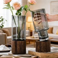 Vase en verre borosilicate transparent, simple et élégant, style Art déco, écologique, adapté à la décoration de la maison et de mariage