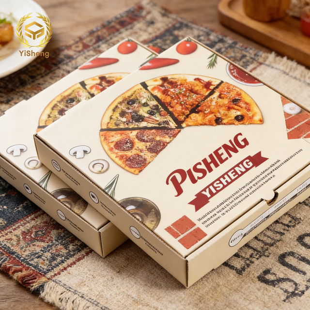 China Printed Corrugated Pizza Paper Carton Box Corrugated Packaging Cardboard Rigid Mailer Shipping Pizza Box