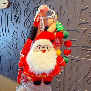 <b>Cute</b> Christmas Plush Bag Charm Santa Claus Tree <b>Keyring</b> Fluffy Festive Ribbon Hanging Ornament Party Favors Wholesale Bulk - Product Image 6