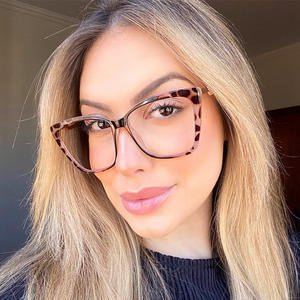 Monture de lunettes carrée à imprimé guépard 87049 TR90, monture intégrale, protection anti-lumière bleue, lunettes optiques unisexes - Product Image 1