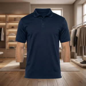 Men's Navy <b>Blue</b> Short Sleeve <b>Polo</b> <b>Shirt</b> Solid Color Breathable Oxford Cotton Casual Wear Regular Fit - Product Image 6