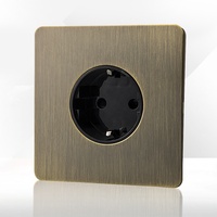 Prise Murale Rétro Européenne avec Interrupteur à Levier en Métal, Prise Allemande 16A en Acier Inoxydable Antique Bronzé avec Port de Charge USB pour Téléphone