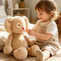 Fabricant de peluches personnalisées ODM/OEM : Ours en peluche avec boutons pour les yeux, pour enfants, peluches de collection sûres