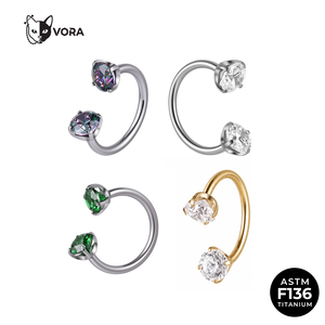 VORA Gioielli <span class=keywords><strong>per</strong></span> il corpo Piercing in Titanio ASTM F136, Barbell Circolare in Titanio, Anello a Ferro di Cavallo con Zirconia Cubica <span class=keywords><strong>per</strong></span> Septum, Trago, <span class=keywords><strong>Helix</strong></span>, Labret - Product Image 1