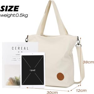Bolsa de Lona de Color Sólido con Cierre de Cremallera, Forro de Poliéster Resistente al Agua, para Uso Diario en Todas las Estaciones, Estilo Bohemio Occidental para Mujer - Product Image 3