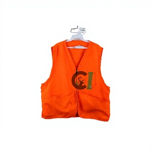 Gilet de chasse sans manches personnalisé orange vif, col en V, fermeture éclair sur le devant, multi-poches, respirant, en coton, pour la sécurité en extérieur - Product Image 1