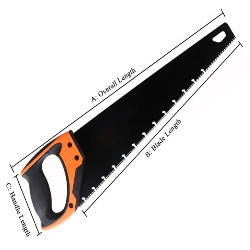 Scie à main All Star Factory Direct Fournisseur 7 dents par pouce 3 tranchants Orange Noir Couleur mélangée Scie à main durable