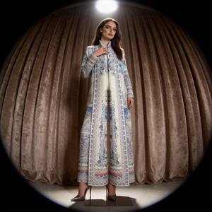 Abaya élégante en polyester plissé imprimé de luxe pour femmes musulmanes, robe sur mesure, fournisseur en gros, nouveau design - Product Image 3