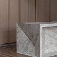 Meubles de cuisine en contreplaqué sur mesure haut de gamme Senger, îlot de cuisine avec plan de travail en quartz Taj Mahal