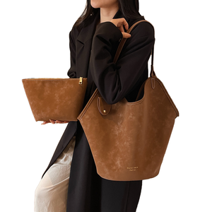 Bolso de Hombro Tipo Cubo Vintage 2025 para Mujer, Otoño, Gran Capacidad, Color Sólido, Elegante, Abierto, Impermeable, PU - Product Image 1