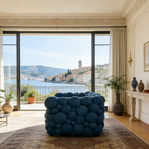 Divano Modulare di Lusso Blu Scuro con Design Artistico Moderno, Arredamento per Soggiorno di Ville e Hotel di Alta Gamma - Product Image 6