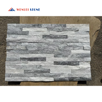 Revêtement rectangulaire gris de mur extérieur de placage en pierre naturelle 6 "ardoise de mur empilée par ardoise de pierre de quartz * 24"