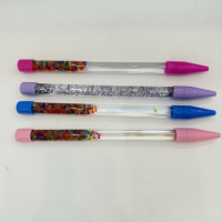 Stylos à bille promotionnels en plastique avec flotteur liquide, remplis d'acrylique, cristaux flottants, paillettes, logo personnalisé, anti-stress