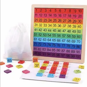 Juego de 100 tableros de madera Montessori de matemáticas de 1 a 100 números consecutivos, juguetes educativos de madera Montessori para niños