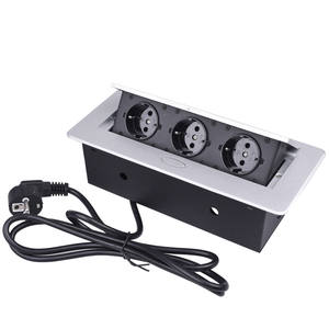 Prise de courant de table standard européenne avec câble EU de 1,5 m de long, 2 ou 3 prises, panneau en aluminium, bureau, cuisine, armoire, couvercle métallique - Product Image 6