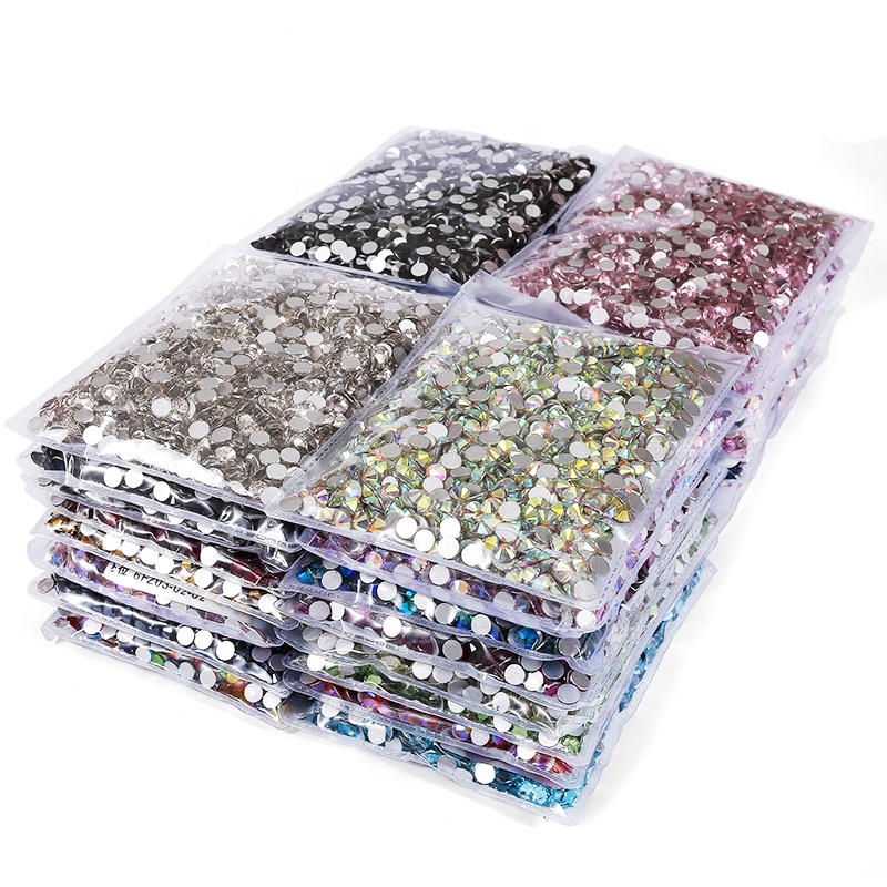 Wholesale rhinestones 72 colors SS3 SS4 SS6 SS8 SS10 SS12 SS16 SS20 glue on Glass Flatback Glass Rhinestone crystal For Garment