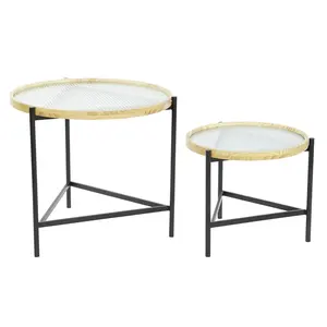 Juego de 2 Mesas Auxiliares de Vidrio y Metal, 62x62x55.5 cm de Alto, 55.5 cm - Product Image 2