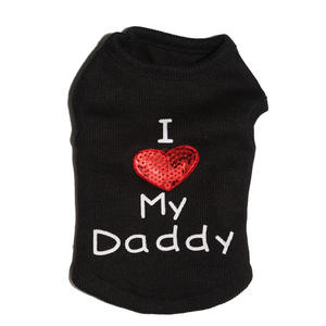 Camiseta de punto suave con corazón bonito del fabricante, ropa para perros, chaleco con eslogan I Love My Daddy/Mommy para mascotas, talla XS para verano <span class=keywords><strong>y</strong></span> primavera - Product Image 4