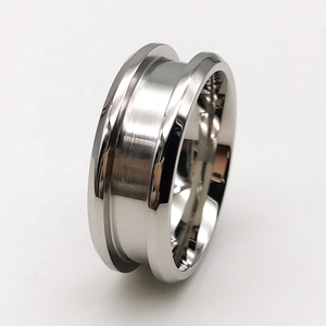 8mm 6mm 4mm Beveled Edges Polished Titanium Blank Ring with Channel for Inlay