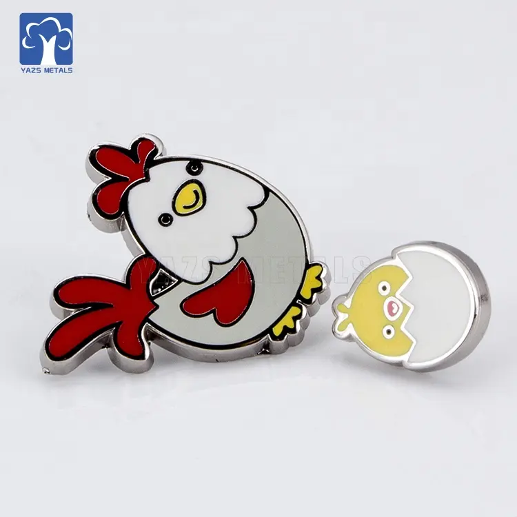 2021 custom your design cute chicken hard enamel lapel pin cloth metal pin