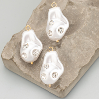 MD90 Lot de 2 pièces, accessoires de bijoux en cuivre plaqué or 18 carats, perles et zircons faits à la main pour la création de colliers et pendentifs, apprêts de breloques