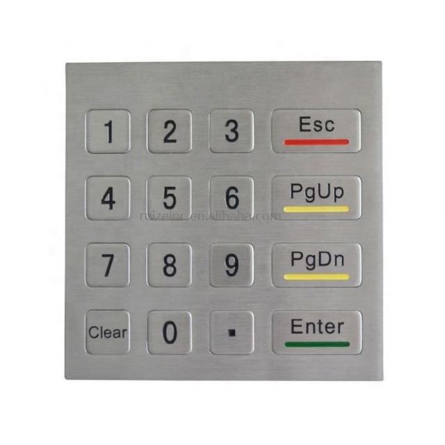 4x4 Matrix IP65 Waterproof Industrial Numeric Metal Keypad Integrated Circuit Membrane Switch Sruis/OEM Stainless Steel ATM