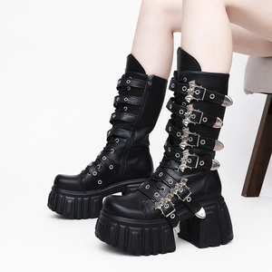 Nouvelles Bottes Mi-Hautes pour Femme, Style Personnalisé, Sexy, Luxe, Talons Hauts 8,5 cm, Gothique, Subculture, Bottes Martin RuiN19 - Product Image 5