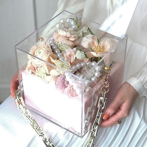 Scatola di Fiori con Rosa Stabilizzata in Acrilico, Confezione Quadrata di Lusso per Proposta Damigella, Cajas Para Flores Y Amor, Scatola Regalo - Product Image 4