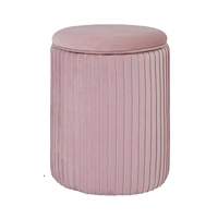 Pouf coûteux VELOURS + MDF + BOIS + MOUSSE Tabouret rond en velours rose Chaise pouf salon